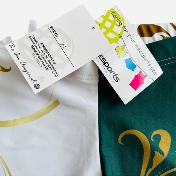 New Mee Sports Custom Made Sportswear Green White Gold Women’s Athletic Shorts - Picture 5 of 5